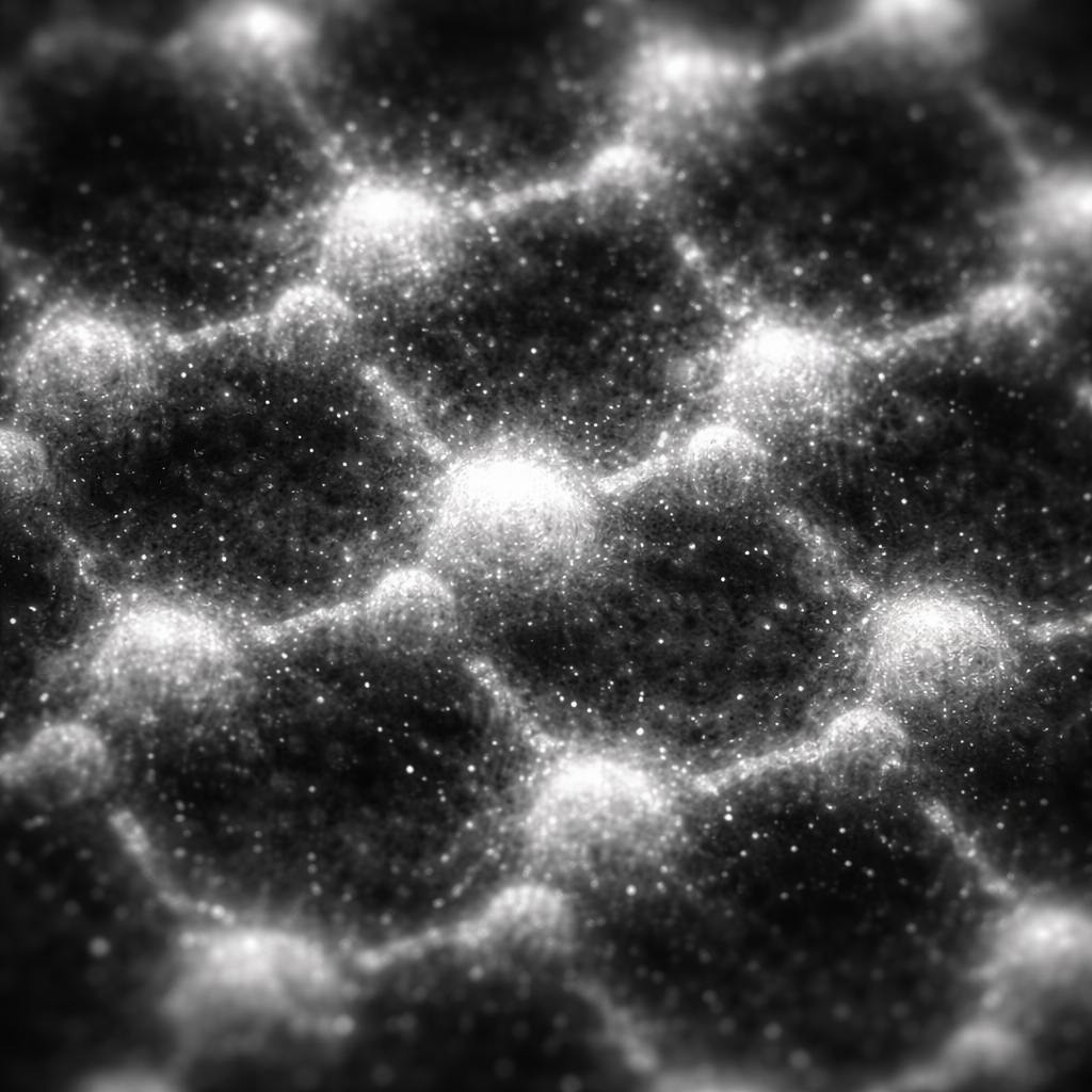 Carbon atoms under an electron microscope forming a pattern.