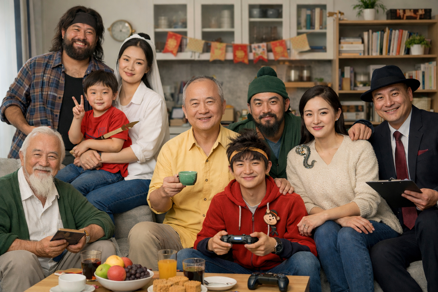 A contemporary Chinese family portrait used as the Chinese pantheon image in the AI Mirror series.