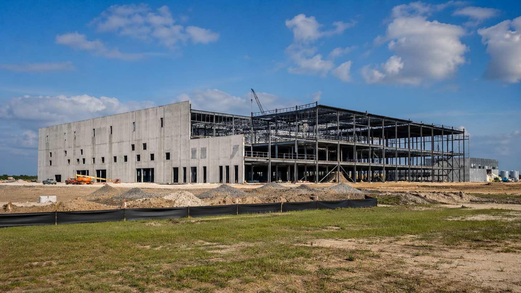 AI representation of a half-built data center in Fort Meade.