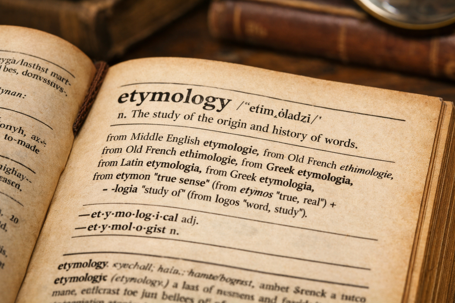 A visual representation of etymology and the movement of words across time.