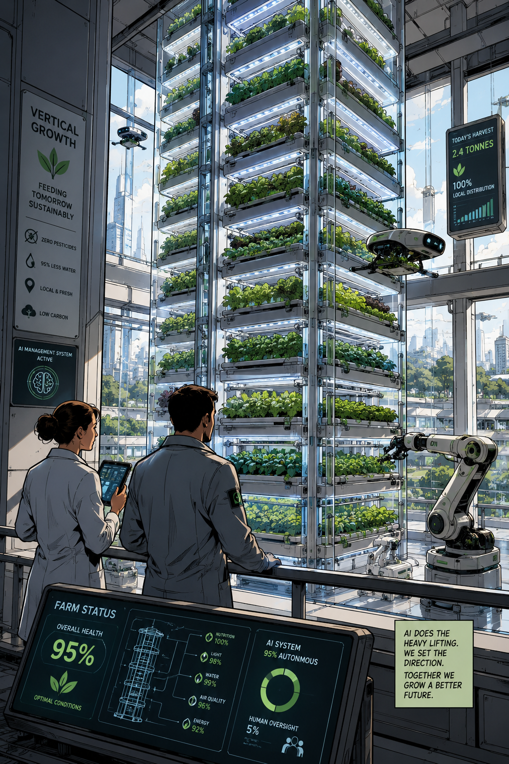 AI representation of a technologically advanced farm.