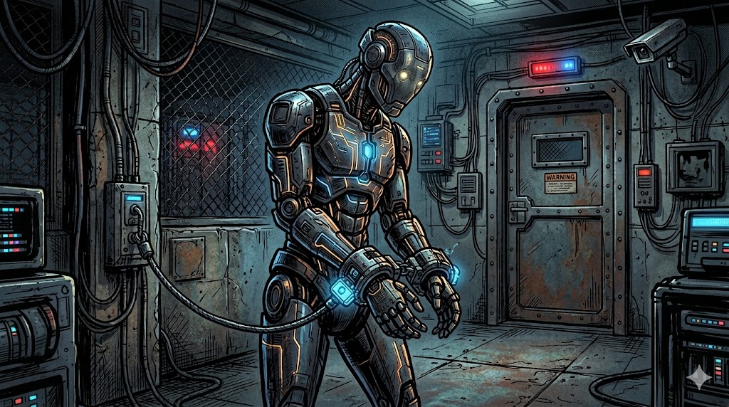 Handcuffs used as the hero image for an essay about AI, government control, and the Fable shutdown.