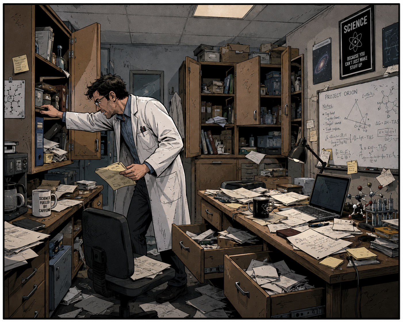 A visual metaphor for searching in the wrong place while asking where consciousness comes from.