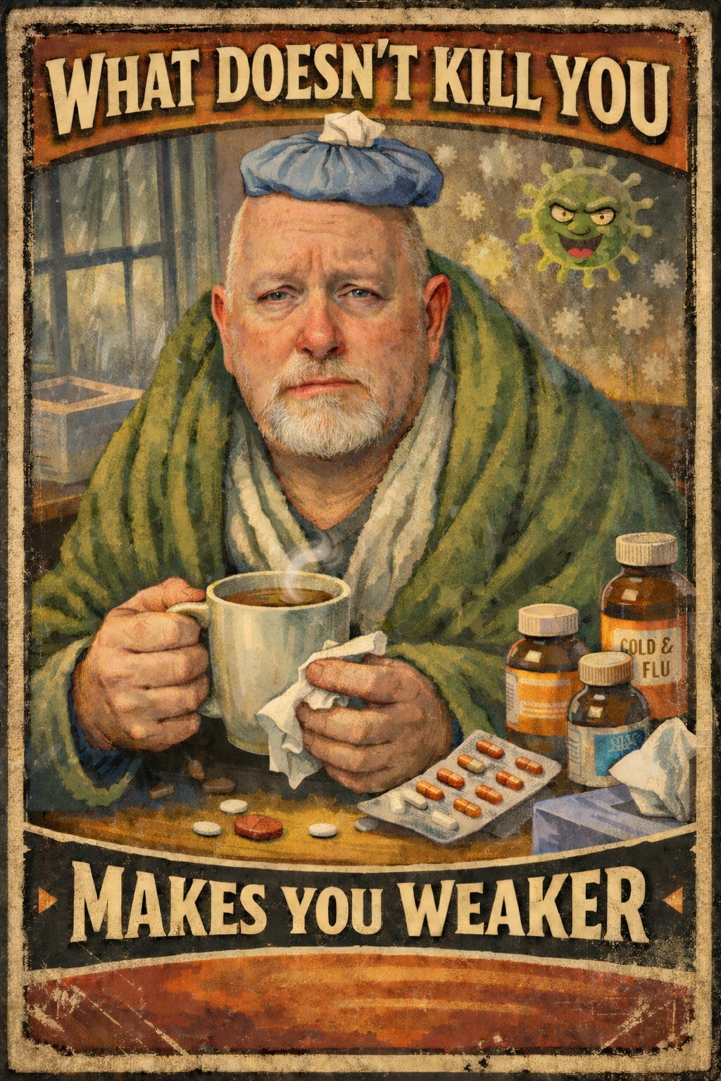 A visual expression of sickness and mental fog.