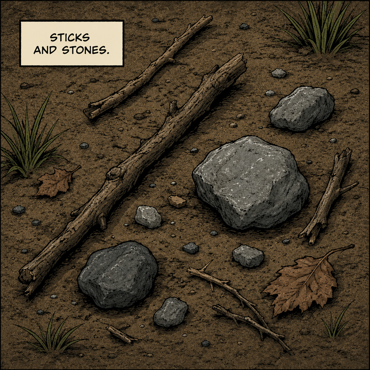 Sticks and stones used as the hero image for a personal essay about injury, practice, and resilience.