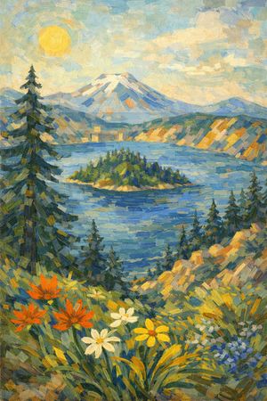 A painting study in the style of Paul Cezanne with layered brushwork and balanced geometry.