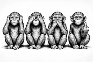 A stylized image depicting monkeys in a painterly composition.