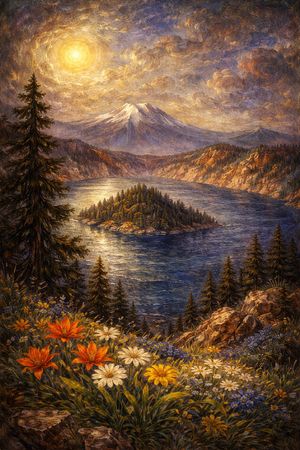 A symbolist-style painting inspired by Gustave Moreau, rich with ornate detail and dramatic light.